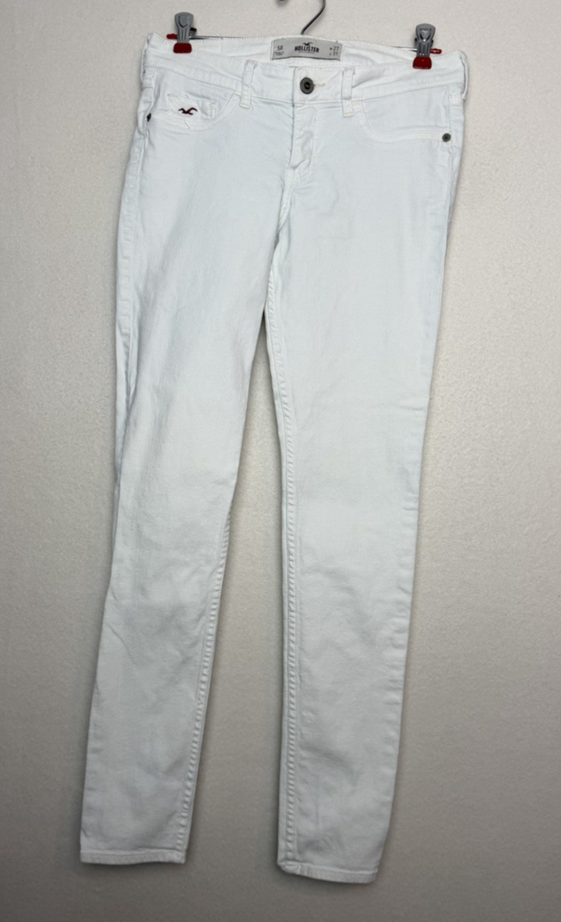 Hollister Juniors Skinny Jeans White Stretch Denim Size 5R Low Rise